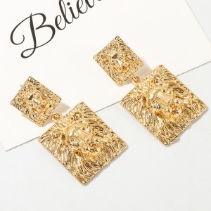 Latest Fashion Creative Creative Lion Head Personality Heavy Metal Earring alloy animal Stud Earrings for charming girls wholesale