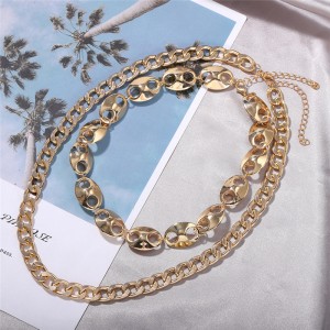 Latest style Celebrity Inspired Rough Metal Chain Necklace Cool Multi-Layer Choker Punk Style Necklaces Wholesale