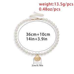 New design jewelry creative simple scallop personality multi-element Pearl shell single-layer temperament necklace