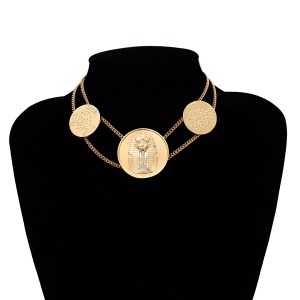 Fashion choker necklace cross-border jewelry exaggerated retro embossed geometric ornaments simple Egyptian totem necklace