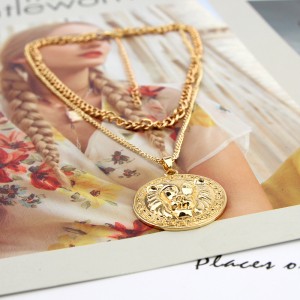 Temperament All-match Alloy Pendant Necklace Female Fashion Retro Lion Head Pendant Multistory alloy Necklace