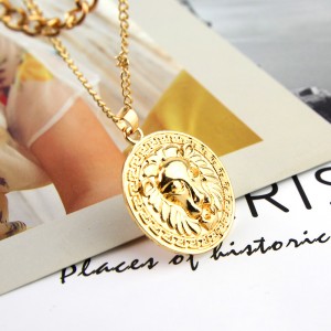 Temperament All-match Alloy Pendant Necklace Female Fashion Retro Lion Head Pendant Multistory alloy Necklace