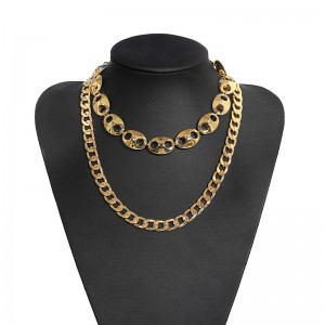 Latest style Celebrity Inspired Rough Metal Chain Necklace Cool Multi-Layer Choker Punk Style Necklaces Wholesale