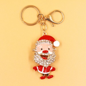 New arrival Style Creative rhinestoine Set Santa Claus Car Keychain Women’s Bag Accessories Christmas Metal Small Gift keychains