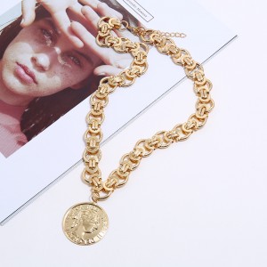 Hotsale Exaggerated Retro Head Coin Necklace 2020 latest customize Fashion Chain Big Pendant Cross-Border Hot New style Necklace