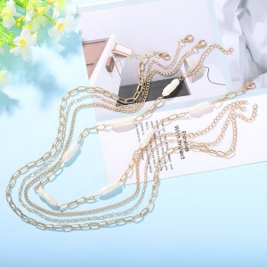 New Fashion style Pearl Multi-Layer Metal Chain Cool Punk Simple Normcore Style Versatile Multi-Purpose Necklace