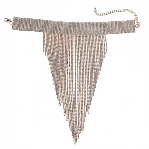 2020 New Full rhinestone Clavicle Necklace Crystal Long Tassel Ornament Exaggerated zinc alloy Jewelry necklace Wholesale