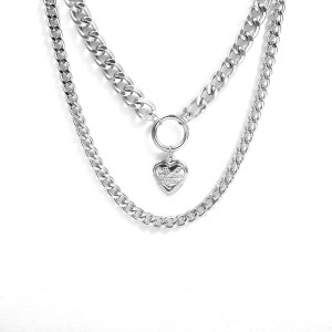 Heart-Shaped Creative Can Open Pendant Women’s Exaggerated Double-Layer Simple Chain Short Necklace