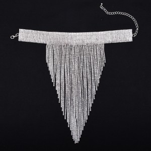 2020 New Full rhinestone Clavicle Necklace Crystal Long Tassel Ornament Exaggerated zinc alloy Jewelry necklace Wholesale