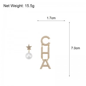 New Gold Imitation Pearl Letter Drop Earrings for Women Statement CHA Letter Geometric Earring Fashion Jewelry Wholesale