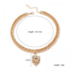 Fashionable Exaggerated Hip Hop Short Crystal Lion King Pendant Choker Necklace Ins Thick Chain Clavicle Chain necklaces
