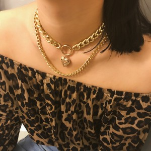 Heart-Shaped Creative Can Open Pendant Women’s Exaggerated Double-Layer Simple Chain Short Necklace