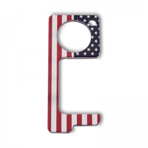 Leopard Flamingo Flower Flag of the United States Milk Striped Camouflage EDC Door Opener Epidemic Prevention No Touch Keychain