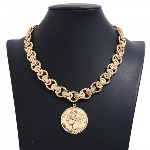 Hotsale Exaggerated Retro Head Coin Necklace 2020 latest customize Fashion Chain Big Pendant Cross-Border Hot New style Necklace