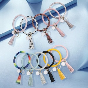 Creative new style Keychain Tassel Pendant PU Leather Keyring Hot Leather keychains Pendant Wholesale