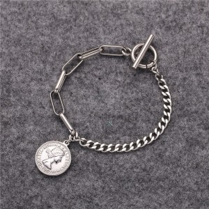 Hot Sales Fashion Creative Hand Jewelry Elizabeth Coin Titanium Steel Bracelets Manufacturer Direct Selling women bracelet