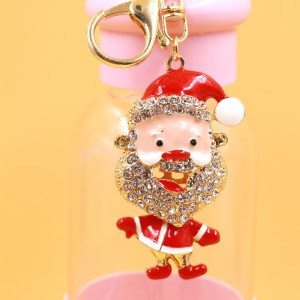 New arrival Style Creative rhinestoine Set Santa Claus Car Keychain Women’s Bag Accessories Christmas Metal Small Gift keychains