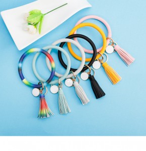 Creative new style Keychain Tassel Pendant PU Leather Keyring Hot Leather keychains Pendant Wholesale