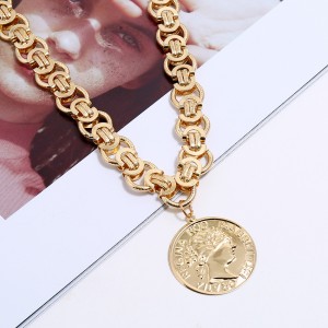 Hotsale Exaggerated Retro Head Coin Necklace 2020 latest customize Fashion Chain Big Pendant Cross-Border Hot New style Necklace