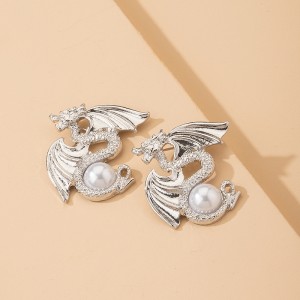 Fashion Dragon-Shaped Earrings Female Europe Vintage Exaggerated Long Creative Fun Elements stud Earrings