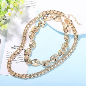 Latest style Celebrity Inspired Rough Metal Chain Necklace Cool Multi-Layer Choker Punk Style Necklaces Wholesale