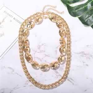 Latest style Celebrity Inspired Rough Metal Chain Necklace Cool Multi-Layer Choker Punk Style Necklaces Wholesale