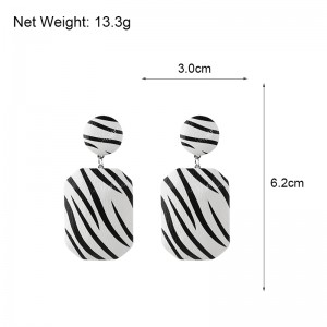 Trendy Korean Style Black & White Printed Drop Earrings For Women Personality Zebra Pendant Earrings Fashion Jewelry