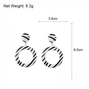 Trendy Korean Style Black & White Printed Drop Earrings For Women Personality Zebra Pendant Earrings Fashion Jewelry