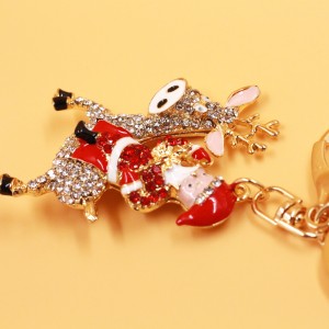 Christmas Santa Claus Ornament Pendant Wind Pendant Key Chain Christmas Eve Gift Car Bag Buckle keychains wholesale in 2020