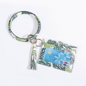 2020 New style Purse Keychain Female Pu Fitness Bracelet Multi-Card Bracelet Keyring Pendant Zinc Alloy Pu keychains wholesale