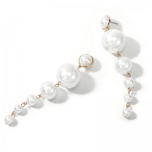 Trendy Elegant Created Big Simulated Pearl Long Earrings Pearls String Statement Drop Earrings For Women Wedding Party Gift