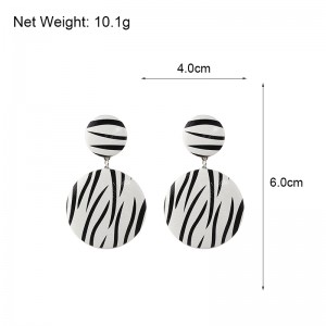 Trendy Korean Style Black & White Printed Drop Earrings For Women Personality Zebra Pendant Earrings Fashion Jewelry