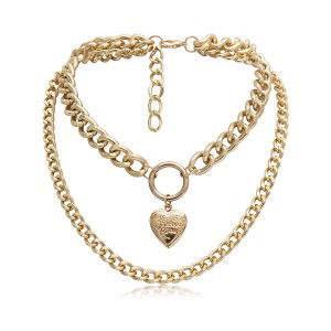 Heart-Shaped Creative Can Open Pendant Women’s Exaggerated Double-Layer Simple Chain Short Necklace