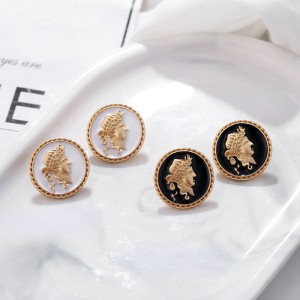 HWASY1804 French Earrings Geometry Circle Retro Cool Figure Ear Stud 2020 New Style Fashion zinc alloy stud Ear rings in 2020