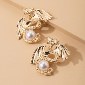 Fashion Dragon-Shaped Earrings Female Europe Vintage Exaggerated Long Creative Fun Elements stud Earrings