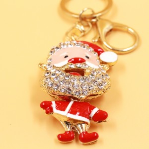 New arrival Style Creative rhinestoine Set Santa Claus Car Keychain Women’s Bag Accessories Christmas Metal Small Gift keychains