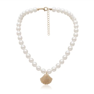 New design jewelry creative simple scallop personality multi-element Pearl shell single-layer temperament necklace